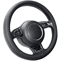 SEG Direct Cubierta del Volante de Cuero del Microfibra lo de Negro 35.5-36 cm